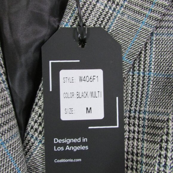 Coalition LA Women's Medium Plaid Blazer Jacket - Grey - W406F1 - Picture 4 of 8
